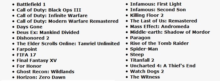 PlayStation 4 Pro список игр