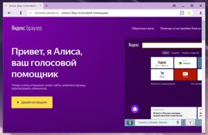 Alice in Yandex browser for computer